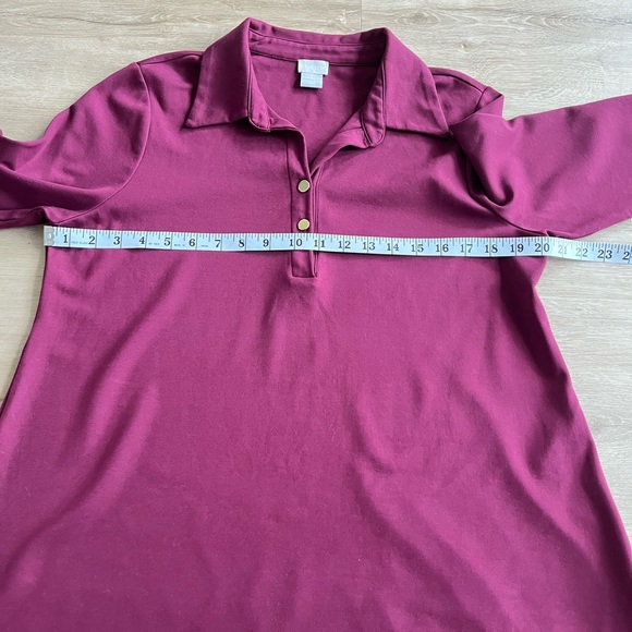 Chico's Ponte Collared Burgundy Tunic Size 2 Large - Picture 6 of 9